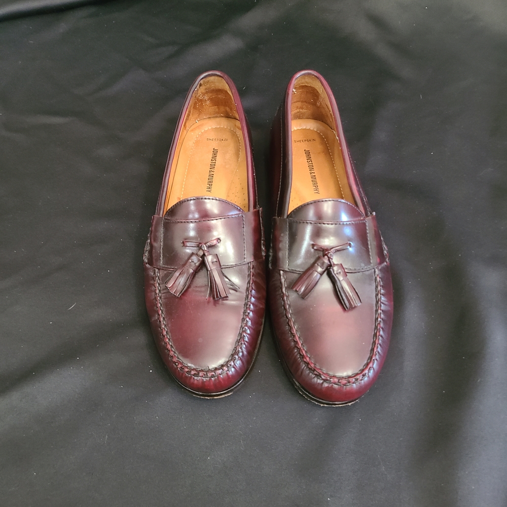 Burgundy Leather Tassel Loafers Preppy, Classic, Business, Party